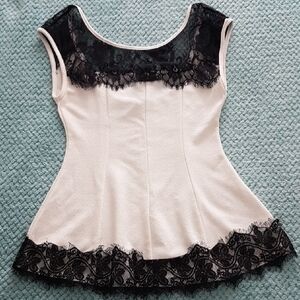 Elegant Black and White Lace Top